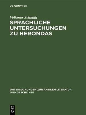cover image of Sprachliche Untersuchungen zu Herondas